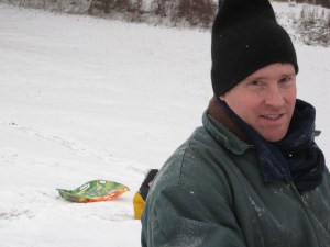 Snow sledding at home